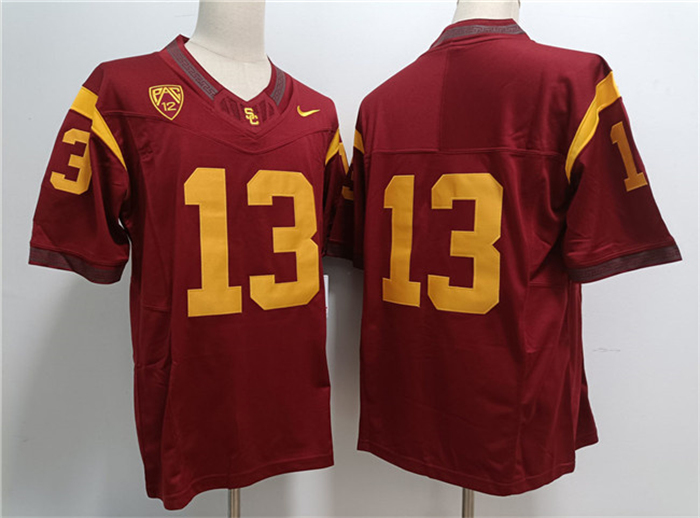 Men's USC Trojans #13 Caleb Williams Red Stitched Jersey