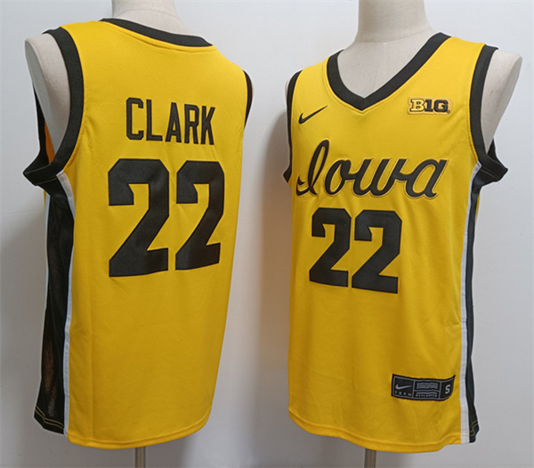 Men's Iowa Hawkeyes #22 Caitlin Clark Yellow Stitched Jersey