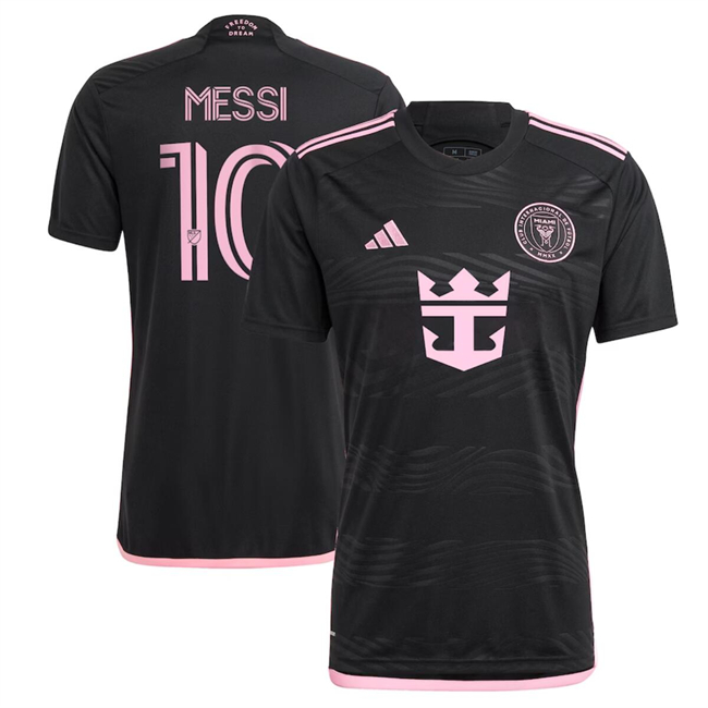 Men's Inter Miami CF #10 Lionel Messi Black 2024-25 Away Soccer Jersey