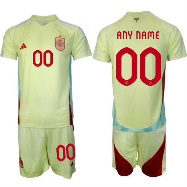 Men's Spain Team Custom 2024-25 Yellow Away Soccer Jersey Suit