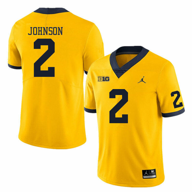 Men's Michigan Wolverines #2 Will Johnson Yellow Stitched Jersey