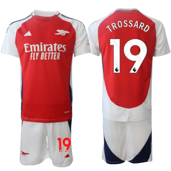 Men's Arsenal F.C #19 Leandro Trossard 2024 Red Home Soccer Jersey Suit