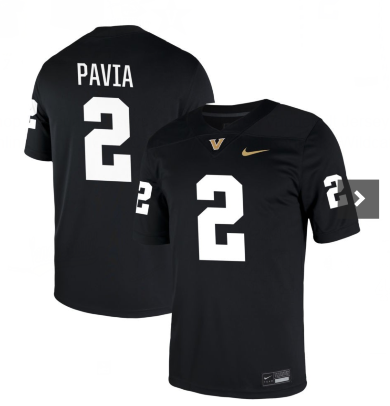 Men's Vanderbilt Commodores #2 Diego Pavia Black Game Football Jersey