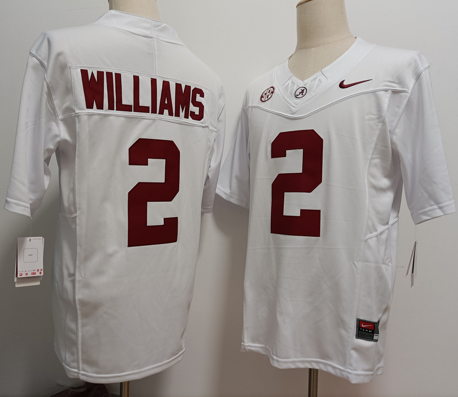 Men's Alabama Crimson Tide #2 Ryan Williams White FUSE College Stitched Jersey