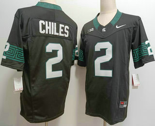 Men's Michigan State Spartans #2 Aidan Chiles Black FUSE College Football Jersey