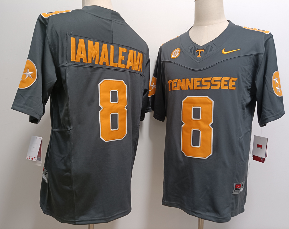 Men's Tennessee Volunteers #8 Nico Iamaleava Grey FUSE College Stitched Jersey