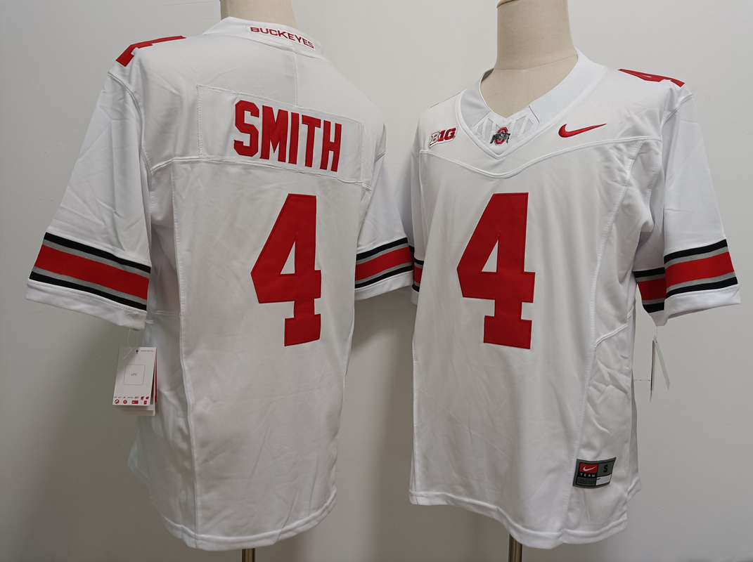 Men's Ohio State Buckeyes #4 Jeremiah Smith White FUSE College Football Jersey