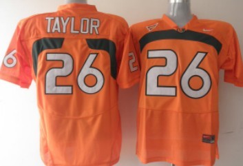 Miami Hurricanes #26 Taylor Orange Jersey