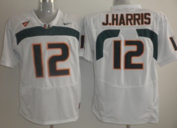 Miami Hurricanes #12 Jacory Harris White Jersey