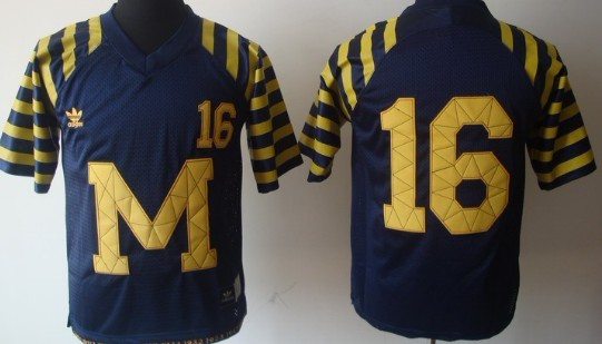 Michigan Wolverines #16 Denard Robinson Navy Blue Throwback Jersey