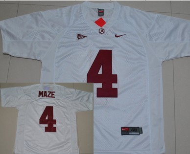 Alabama Crimson Tide #4 Marquis Maze White Jersey