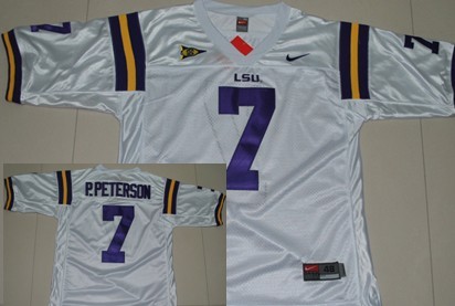 LSU Tigers #7 Patrick Peterson White Jersey