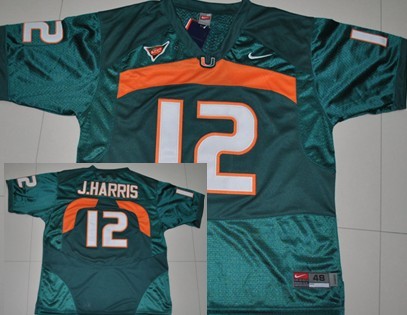 Miami Hurricanes #12 Jacory Harris Green Jersey