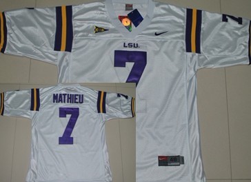 LSU Tigers #7 Tyrann Mathieu White Jersey