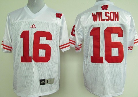 Wisconsin Badgers #16 Russell Wilson White Jersey