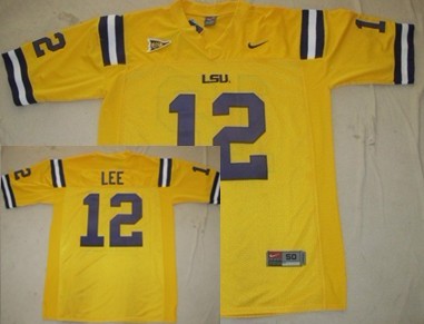 LSU Tigers #12 Jarrett Lee Yellow Jersey