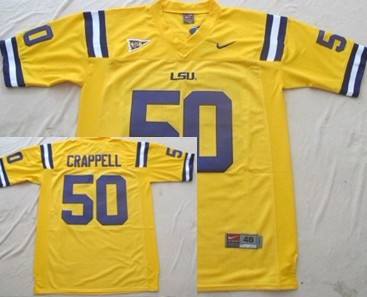 LSU Tigers #50 Joey Crappell Yellow Jersey