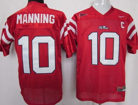 Ole Miss Rebels #10 Eli Manning Red Jersey