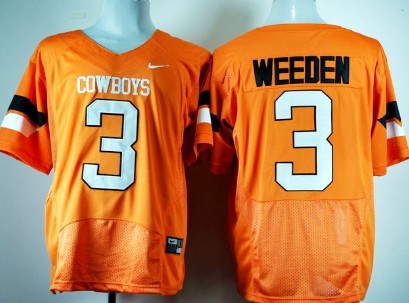 Oklahoma State Cowboys #3 Brandon Weeden Orange Pro Combat Jersey