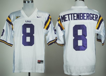 LSU Tigers #8 Zach Mettenberger White Jersey