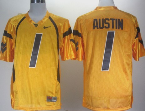 West Virginia Mountaineers #1 Tavon Austin Yellow Jersey