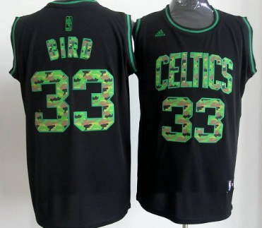 Boston Celtics #33 Larry Bird Black Camo Fashion Jersey