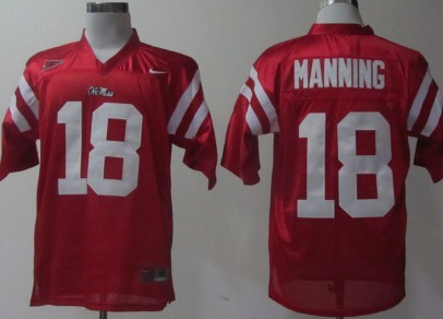 Ole Miss Rebels #18 Achie Manning Red Jersey