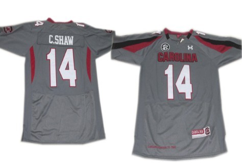 South Carolina Gamecocks #14 Connor Shaw Gray Jersey