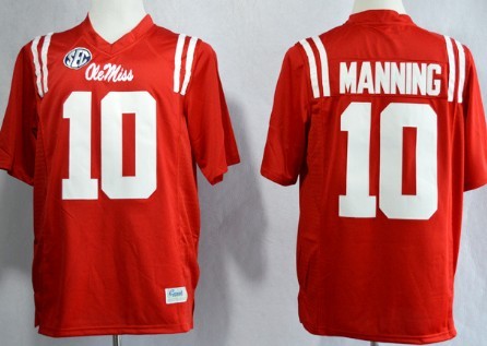 Ole Miss Rebels #10 Eli Manning 2013 Red Jersey