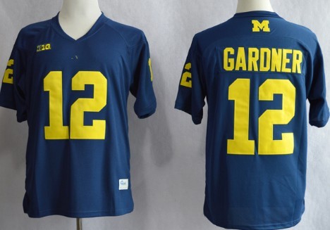 Michigan Wolverines #12 Devin Gardner Navy Blue Jersey