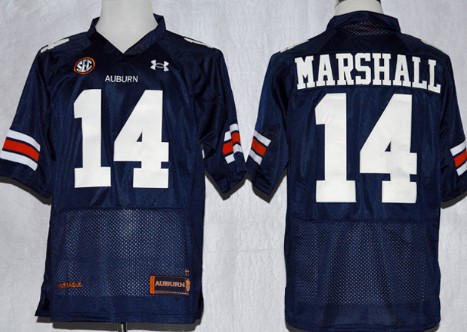 Auburn Tigers #14 Nick Marshall Navy Blue Jersey