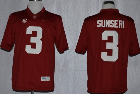 Alabama Crimson Tide #3 Vinnie Sunseri 2014 Red Jersey