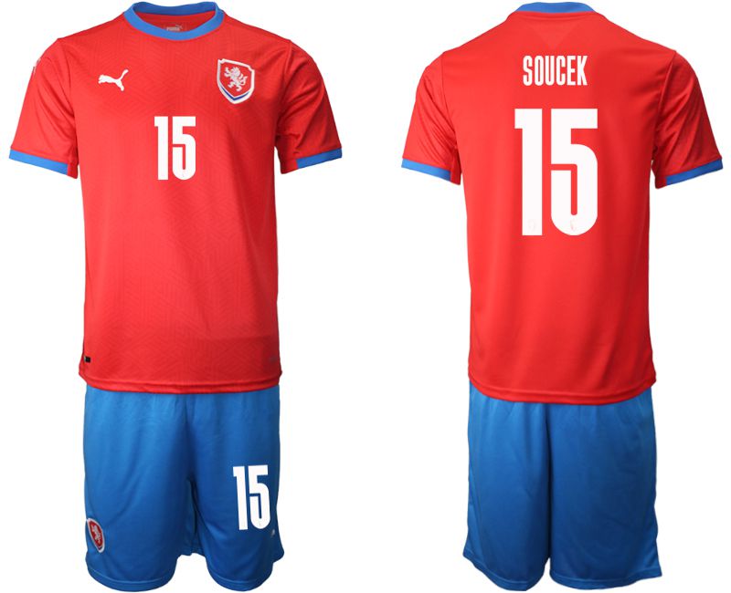 Men 2020-2021 European Cup Czech Republic home red 15 Soccer Jersey