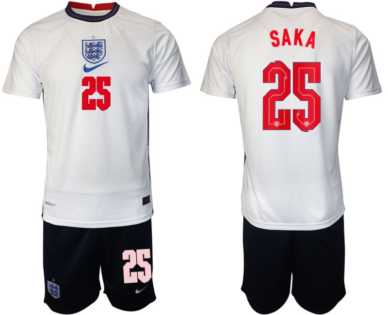 Men 2020-2021 European Cup England home white 25 Nike Soccer Jersey