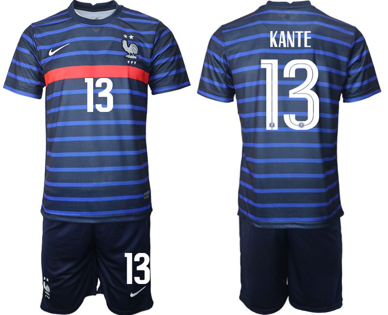 Men 2020-2021 European Cup France home blue 13 Soccer Jersey