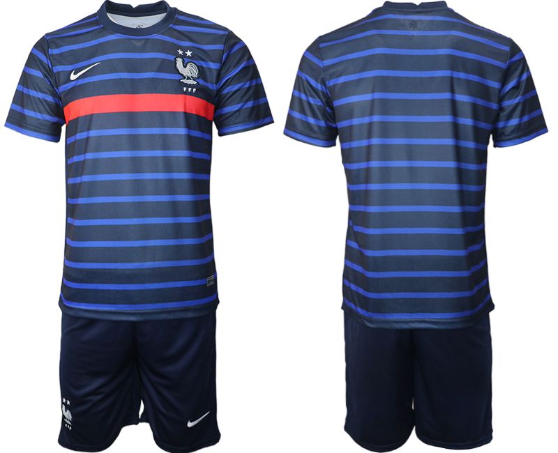 Men 2020-2021 European Cup France home blank blue Soccer Jersey