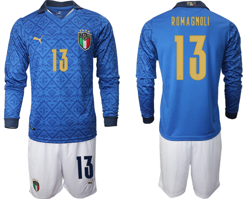 Men 2021 European Cup Italy home Long sleeve 13 soccer jerseys