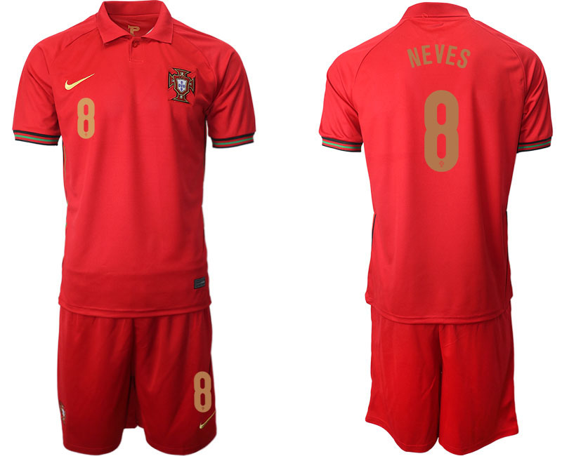 Men 2021 European Cup Portugal home red 8 Soccer Jersey