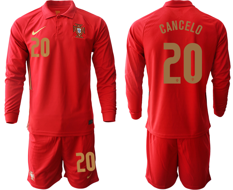 Men 2021 European Cup Portugal home red Long sleeve 20 Soccer Jersey