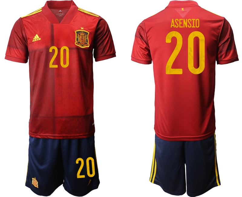 Men 2021 European Cup Spain home red 20 Soccer Jersey