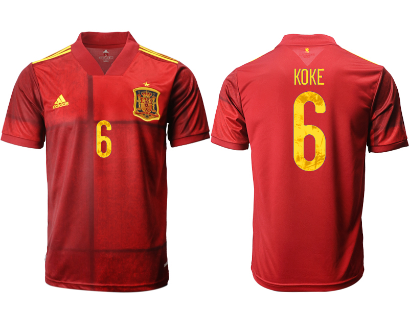 Men 2021 Europe Spain home AAA version 6 soccer jerseys