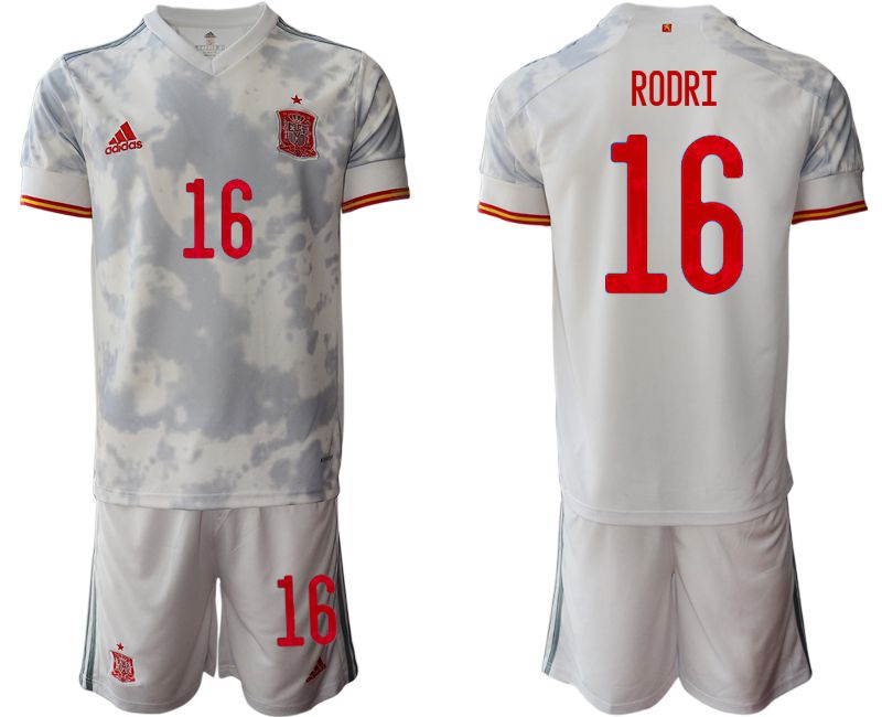 Men 2020-2021 European Cup Spain away white 16 Adidas Soccer Jersey