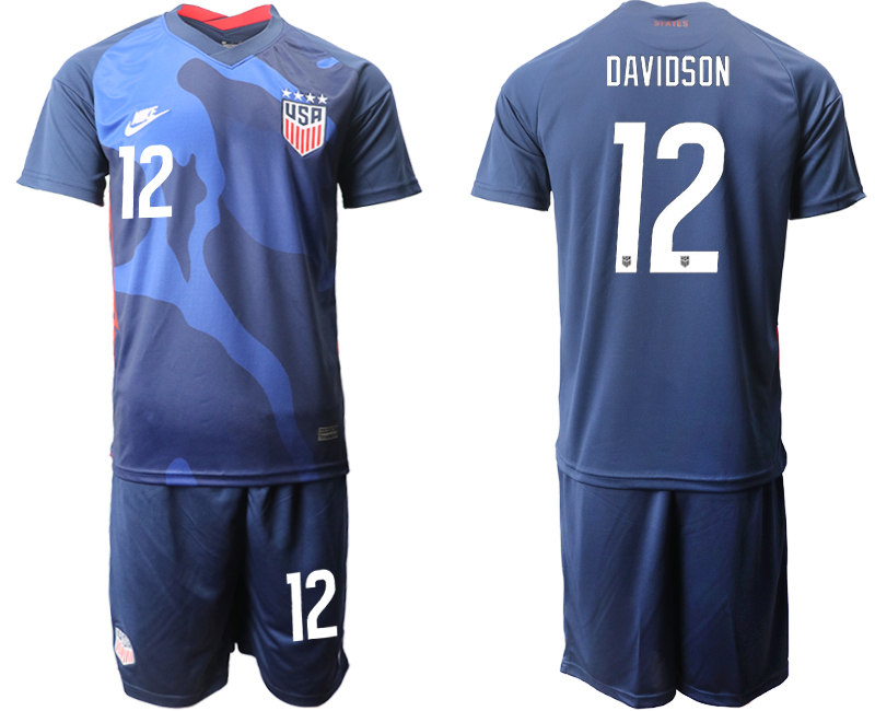 Men 2020-2021 Season National team United States away blue 12 Soccer Jersey