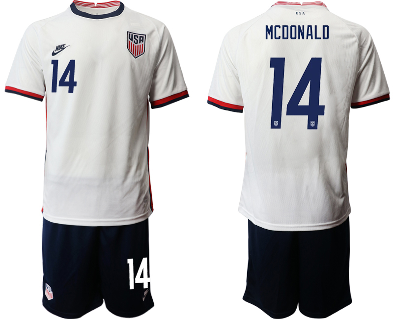 Men 2020-2021 Season National team United States home white 14 Soccer Jersey