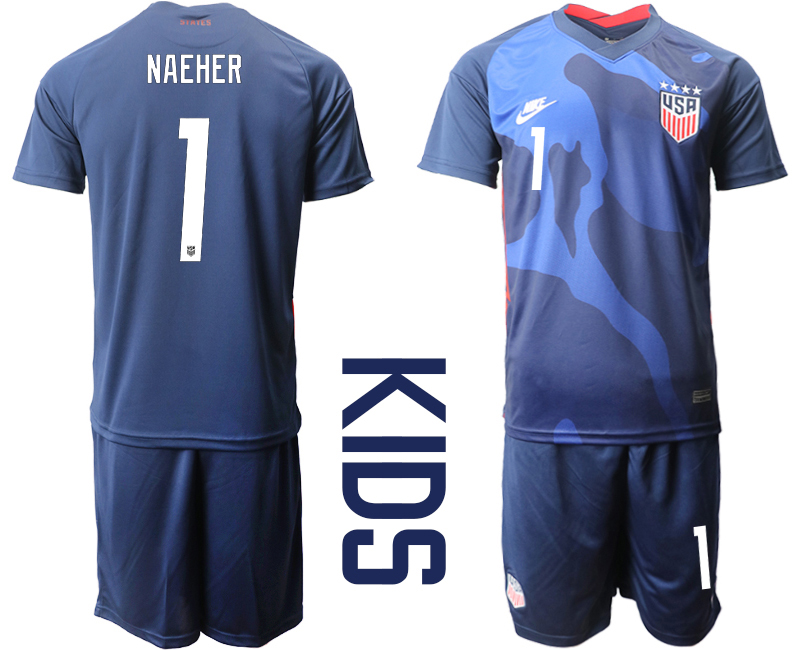 Youth 2020-2021 Season National team United States away blue 1 Soccer Jersey