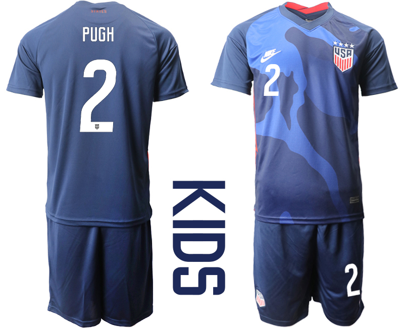 Youth 2020-2021 Season National team United States away blue 2 Soccer Jersey