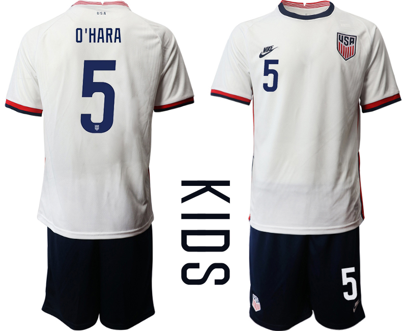 Youth 2020-2021 Season National team United States home white 5 Soccer Jersey