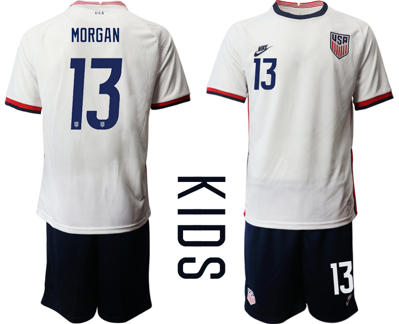 Youth 2020-2021 Season National team United States home white 13 Soccer Jersey