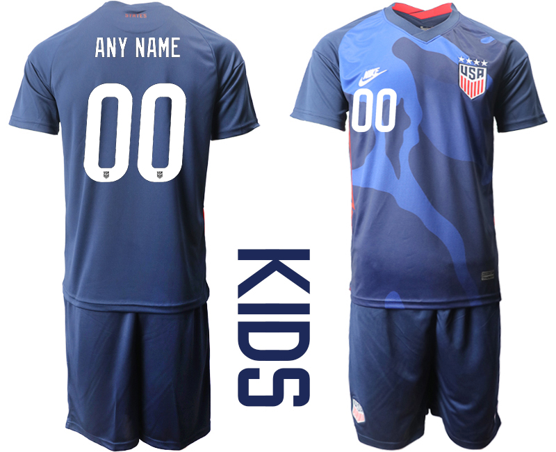 Youth 2020-2021 Season National team United States away blue customized Soccer Jersey