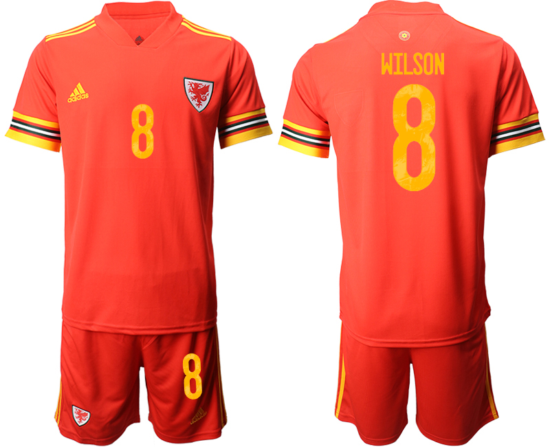 Men 2021 European Cup Welsh home red 8 Soccer Jersey